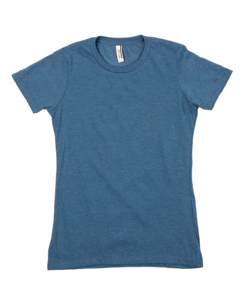 Women's Premium Cotton Blend T-Shirt Heather Royal (disc) front view for custom printing