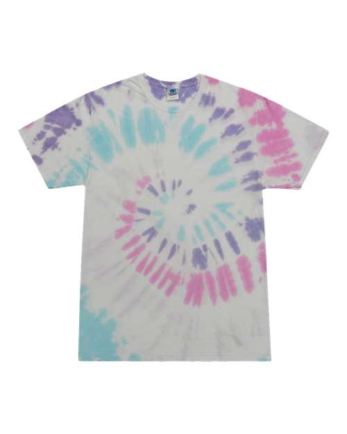 Unisex Multi-Color Tie-Dyed T-Shirt Acadia front view for custom printing
