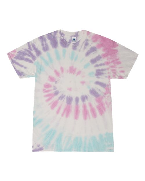 Youth Multi-Color Tie-Dyed T-Shirt Acadia front view for custom printing