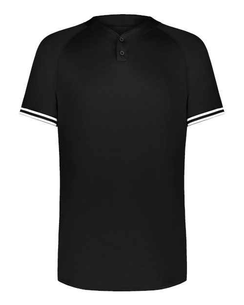 Youth Cutter Henley Jersey Black/ White front view for custom printing