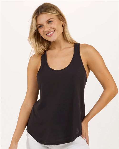 Women's Twistback Tank Top Black front view for custom printing