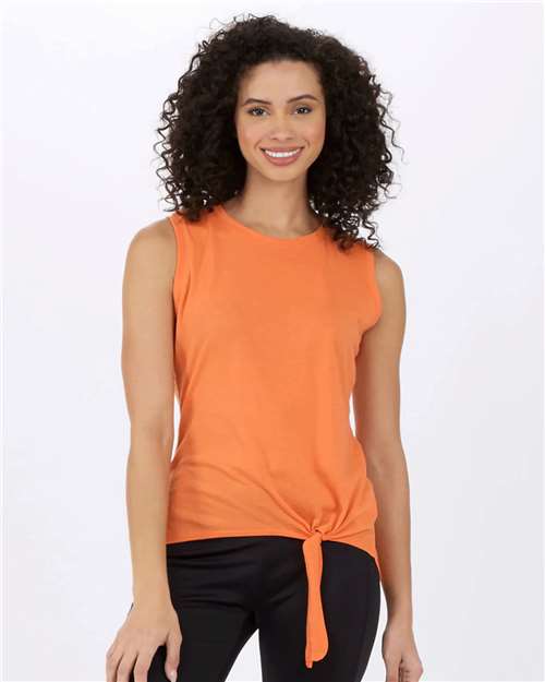 Women's Knot Front T-Shirt Mandarin front view for custom printing