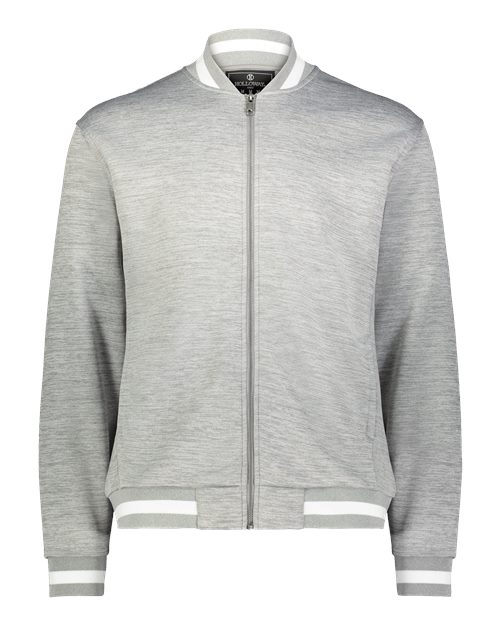 Unisex V-Street Full-Zip Jacket Athletic Heather/ White front view for custom printing