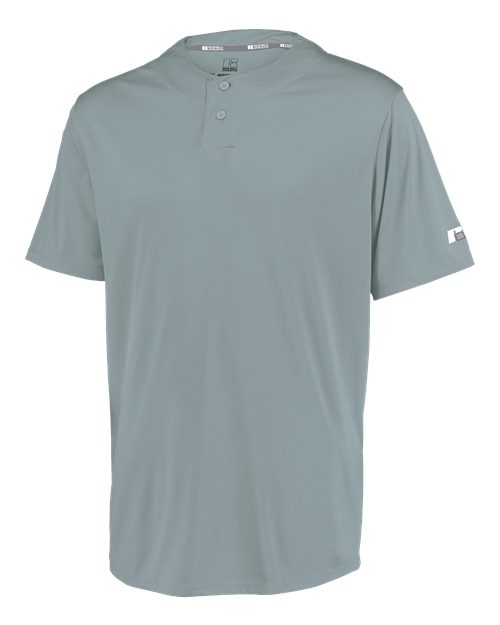Youth Performance Two-Button Solid Jersey Baseball Grey front view for custom printing