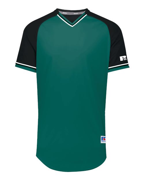 Youth Classic V-Neck Jersey Aqua/ Black/ White front view for custom printing