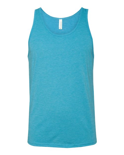 Unisex Triblend Tank Aqua Triblend front view for custom printing