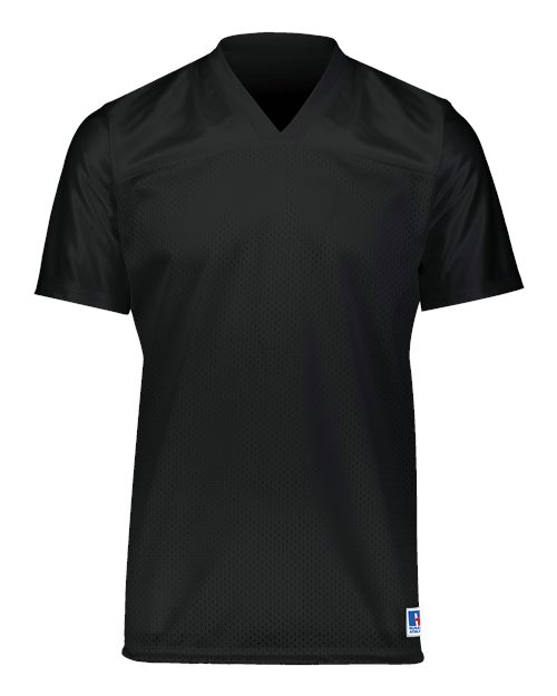 Youth Solid Flag Football Jersey Black front view for custom printing