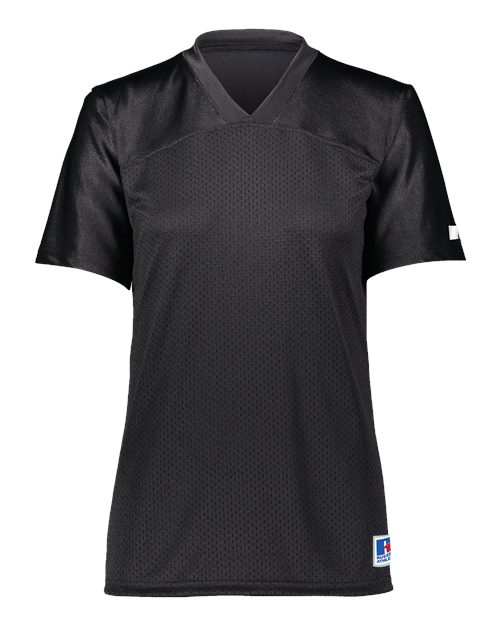 Women's Solid Flag Football Jersey Black front view for custom printing