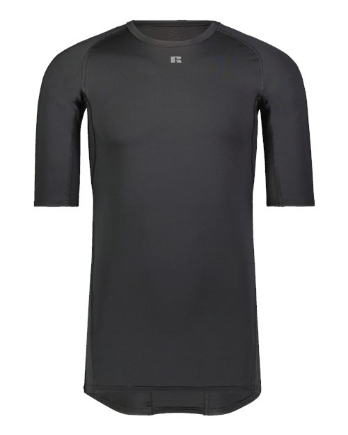 Unisex CoolCore Half Sleeve Compression Shirt Black front view for custom printing