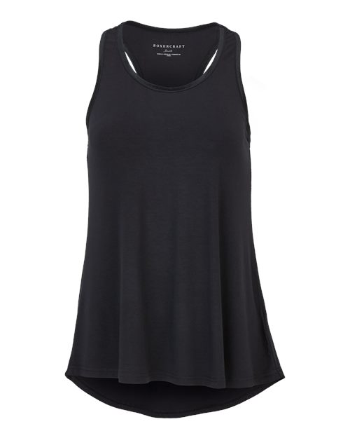 Women's Bamboo Tank Top Black front view for custom printing