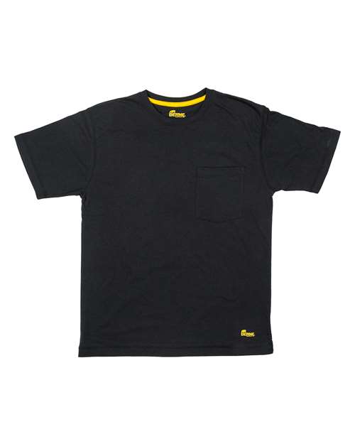 Men's Lightweight Performance Pocket T-Shirt Black front view for custom printing