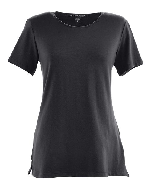 Women's Perfect Fit Shell T-Shirt Black front view for custom printing