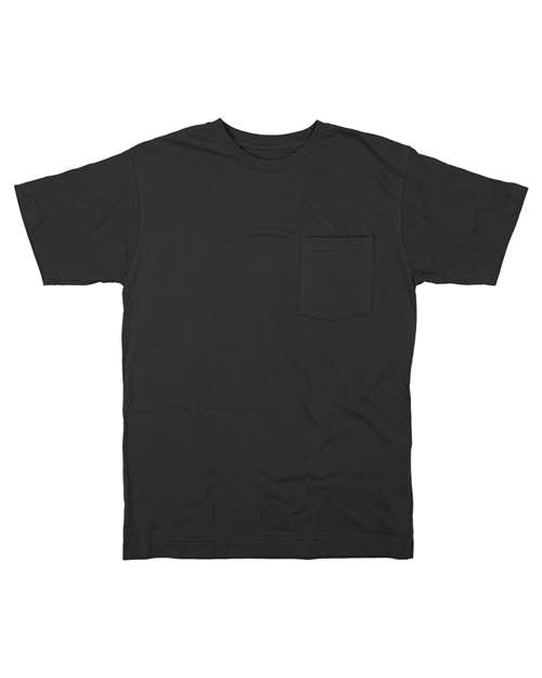 Men's Heavyweight Pocket T-Shirt Black front view for custom printing