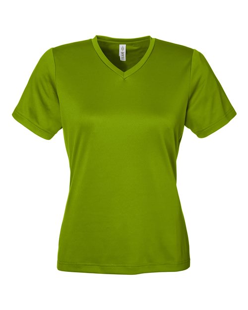 Women's Zone Performance Mesh T-Shirt Acid Green front view for custom printing