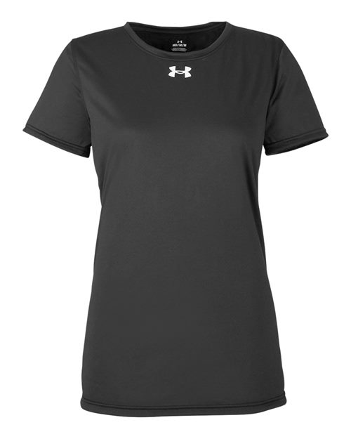 Women's Team Tech T-Shirt Black/ White front view for custom printing