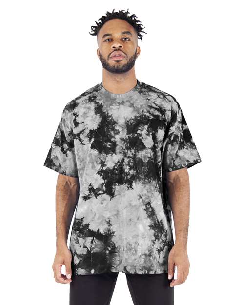 Unisex Max Heavyweight Tie-Dyed T-Shirt Black/ White front view for custom printing