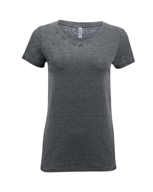 Women's Vintage Dye V-Neck T-Shirt Vintage Charcoal front view for custom printing