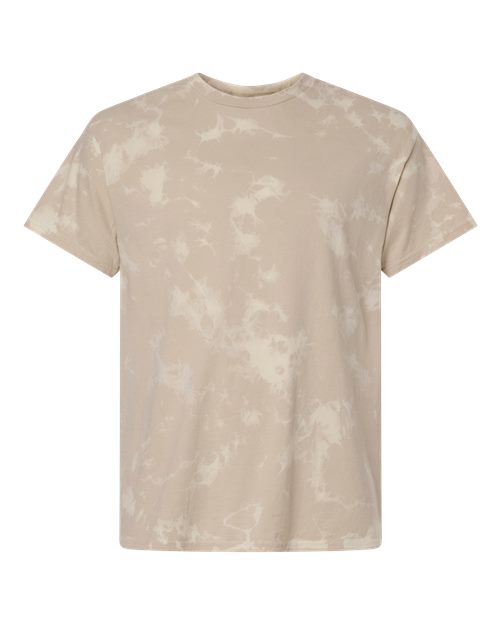 Unisex Bleach Out Dyed T-Shirt Beige front view for custom printing
