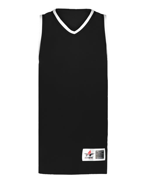 Women's Retro Basketball Jersey Black/ Black/ White front view for custom printing