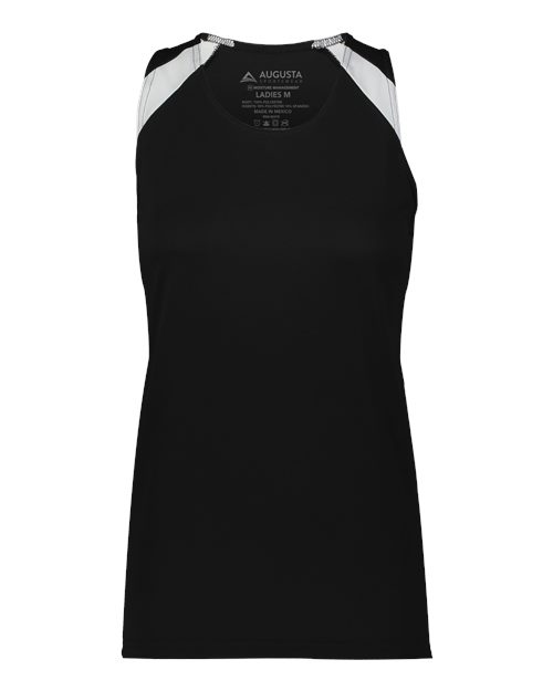 Women's Overspeed Track Jersey Black/ White front view for custom printing
