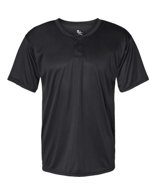 Men's B-Core Placket Jersey Black front view for custom printing