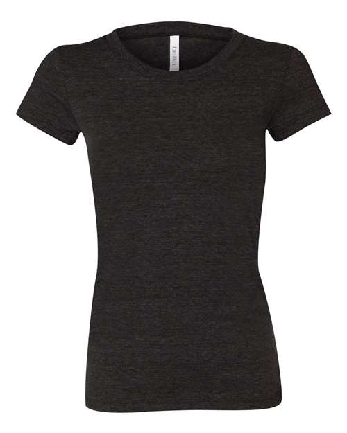 Women's Triblend Tee Charcoal Black Triblend front view for custom printing
