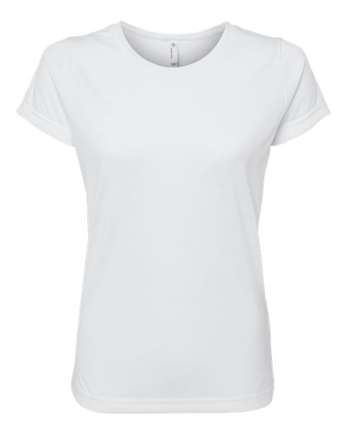 Women's Polyester Sublimation Tee White front view for custom printing
