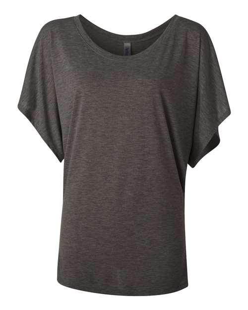 Women’s Flowy Draped Dolman Tee Dark Grey Heather front view for custom printing