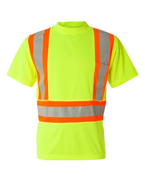 Unisex Class 2 Flat Stitch Self-Fabric Panels T-Shirt Lime front view for custom printing