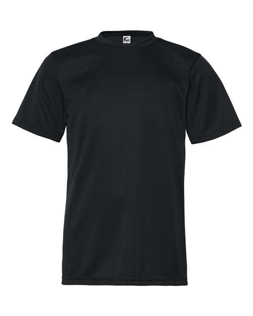 Youth Performance T-Shirt Black front view for custom printing