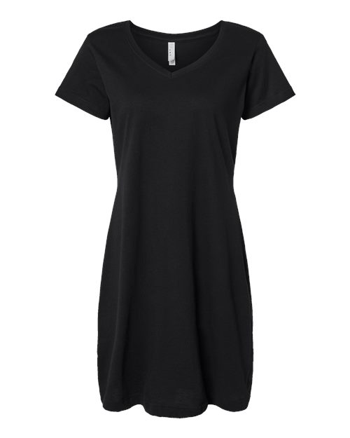 Women's Fine Jersey V-Neck Coverup Black front view for custom printing