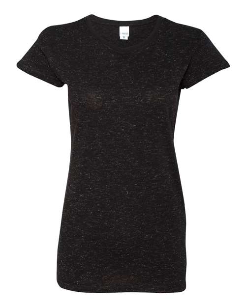 Women’s Glitter T-Shirt Black/ Silver front view for custom printing