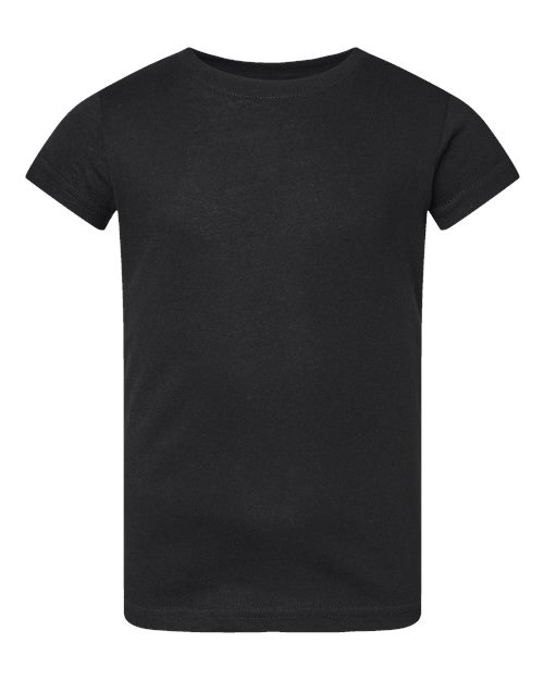 Toddler Girls Fine Jersey Tee Black front view for custom printing