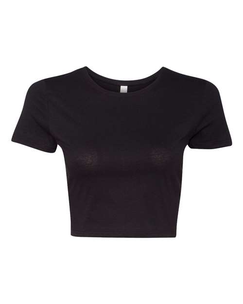 Women’s Crop Tee Black front view for custom printing