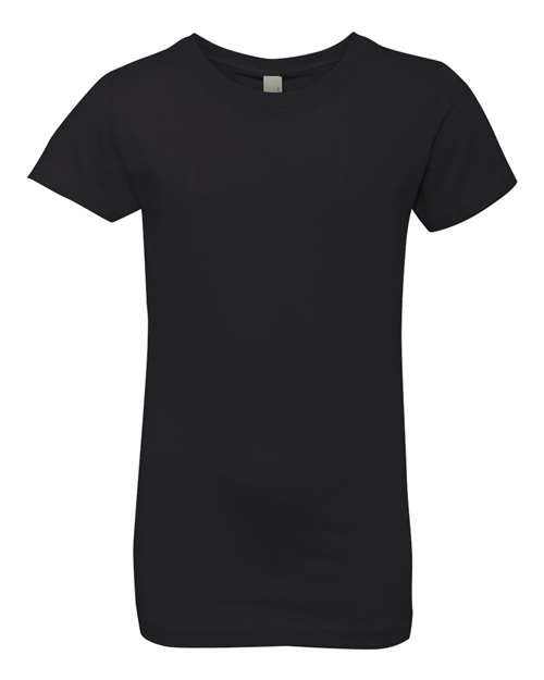 Girls’ Cotton Princess T-Shirt Black front view for custom printing