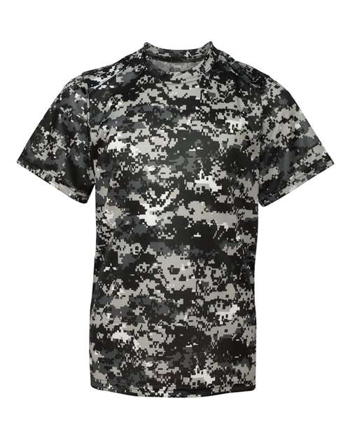Youth Digital Camo T-Shirt Black Digital front view for custom printing