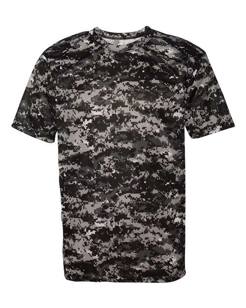 Men's Digital Camo T-Shirt Black Digital front view for custom printing