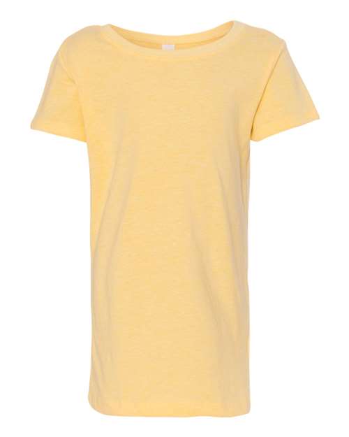Girls’ CVC Princess T-Shirt Banana Cream front view for custom printing