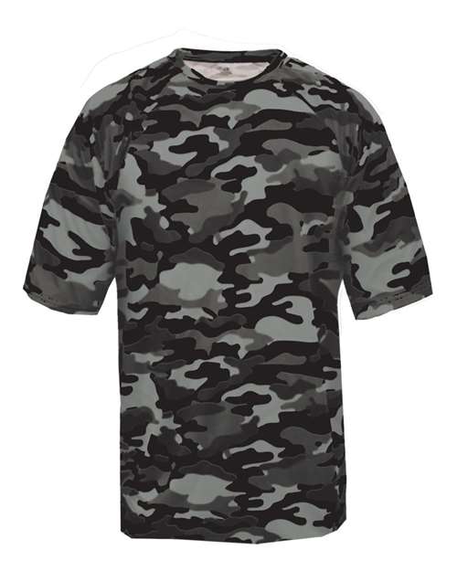 Youth Camo T-Shirt Black front view for custom printing