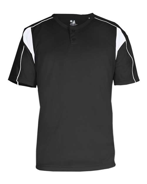 Men's B-Core Pro Placket Jersey Black/ White front view for custom printing