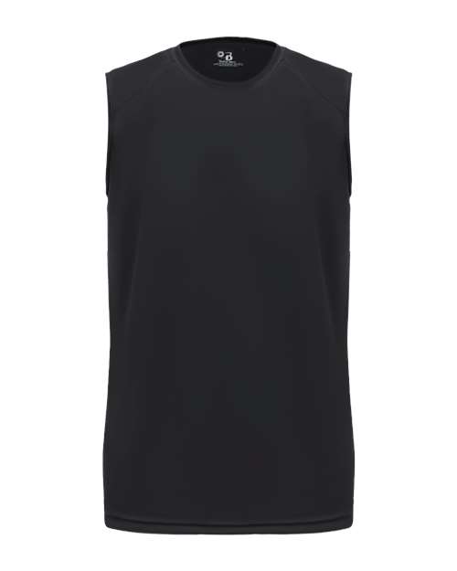 Youth B-Core Sleeveless T-Shirt Black front view for custom printing