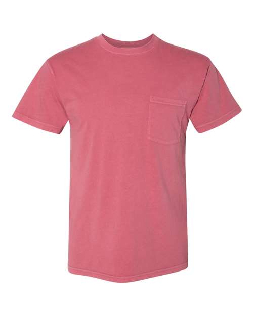 Unisex Inspired Dye Pocket T-Shirt Smoked Paprika front view for custom printing