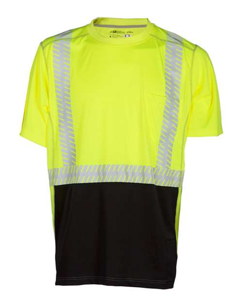 Unisex Premium Brilliant Series High Performance Class 2 T-Shirt Lime front view for custom printing