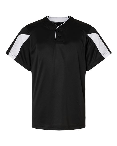 Youth Striker Placket Black/ White front view for custom printing