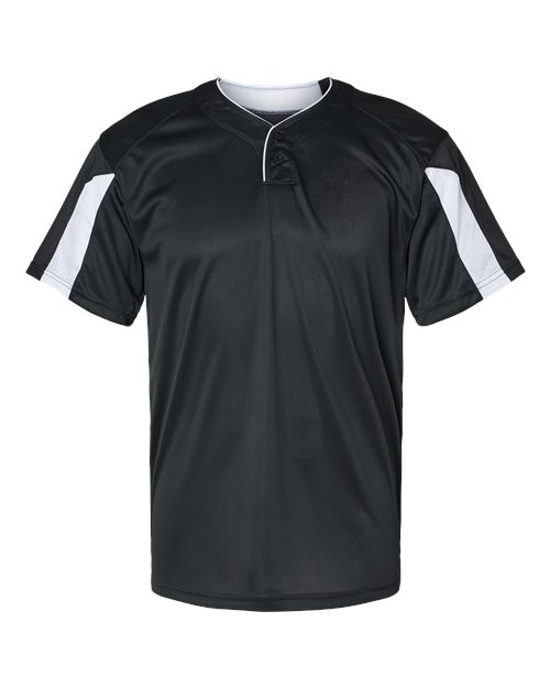 Men's Striker Placket Black/ White front view for custom printing