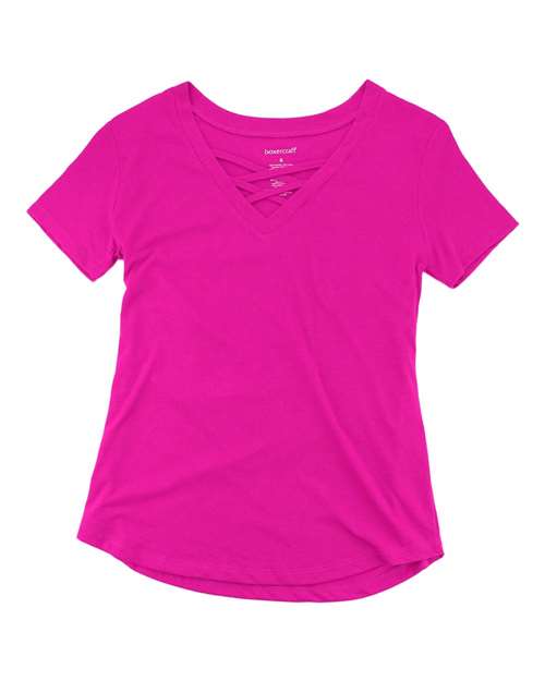 Women’s Cage Front T-Shirt Fuchsia front view for custom printing