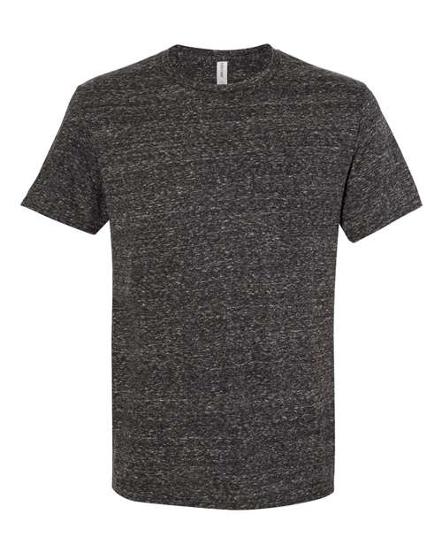 Unisex Snow Heather Jersey T-Shirt Black Ink front view for custom printing