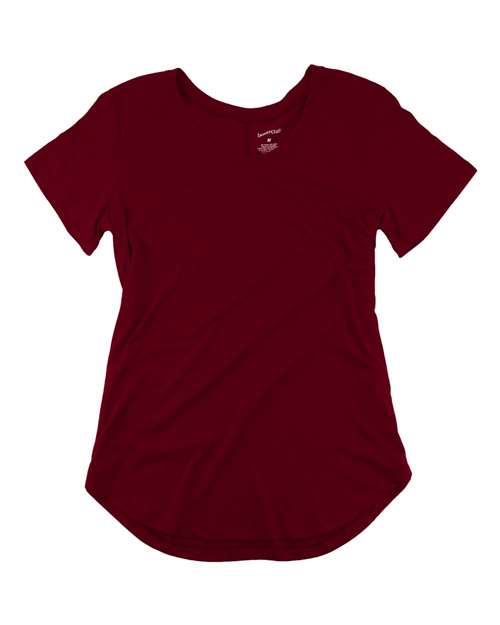 Women’s At Ease Scoop Neck T-Shirt Crimson front view for custom printing
