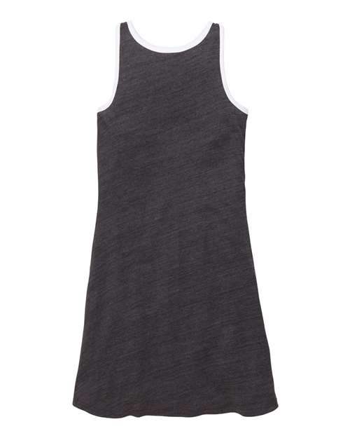 Girls' Ringer Dress Charcoal Heather front view for custom printing