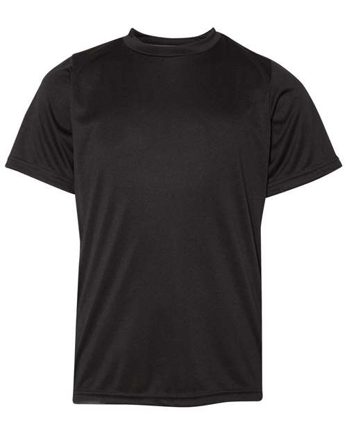 Youth Core Performance T-Shirt Black front view for custom printing